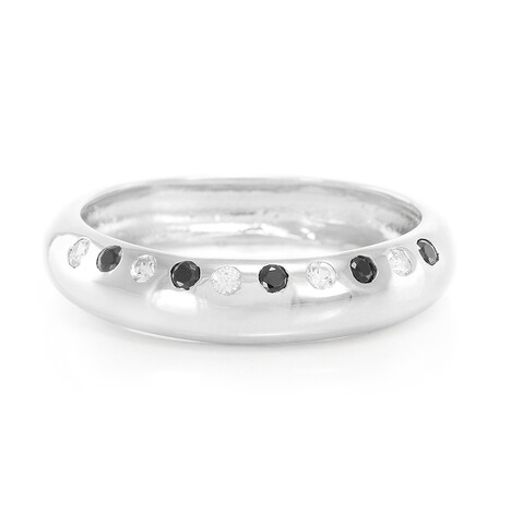 Anello in argento con Zaffiro Bianco e Spinello Nero