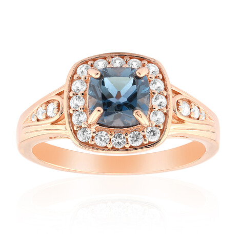 Anillo en plata con Topacio azul de Londres