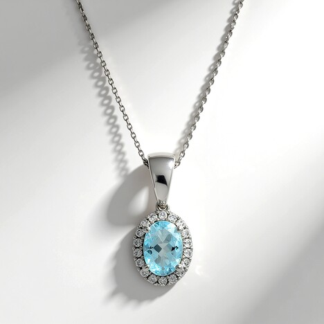 Collana in oro con Acquamarina Brasiliana AAA