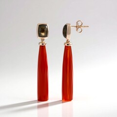 Orecchini in argento con Calcedonio Arancione (KM by Juwelo)