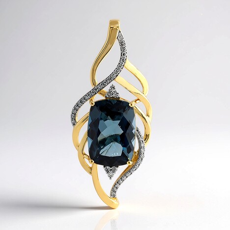 Ciondolo in oro con Topazio Blu Londra (Rifkind 1894 Collection)