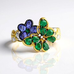 Bague en argent et Emeraude de Zambie
