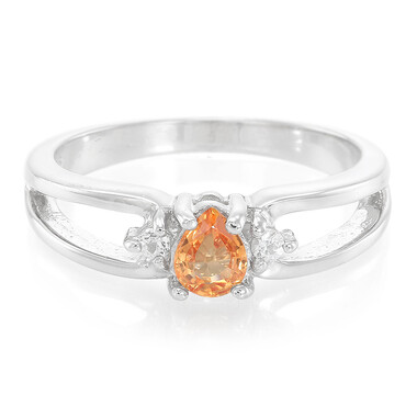 Oranger Saphir-Silberring