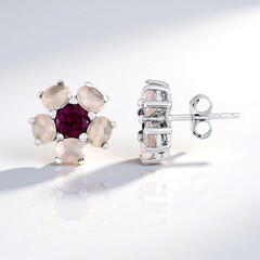 Orecchini in argento con Calcedonio Rosa