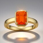 Bague en or et Opale de feu mexicaine AAA