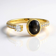 Anello in argento con Zaffiro Stellato Nero (de Melo Essence)