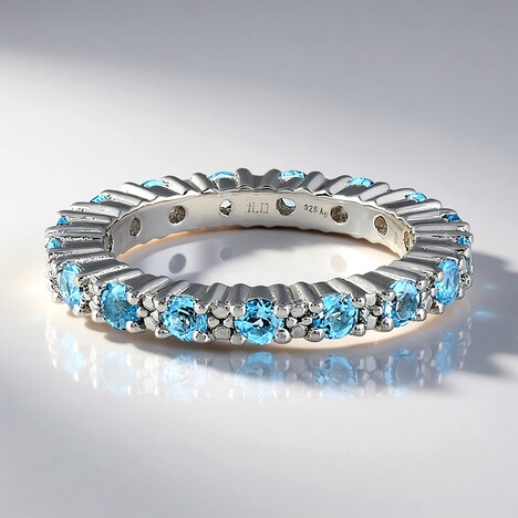 Anello in argento con Topazio Blu Svizzero