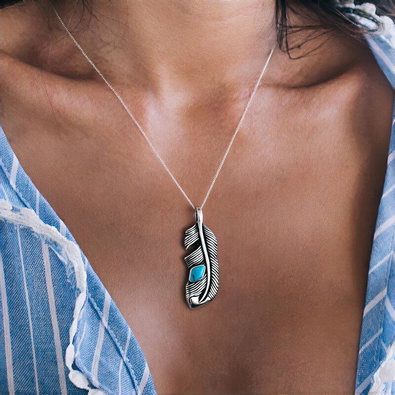 Blauer Kingman Mohave-Türkis-Silberanhänger (Jones Lee)