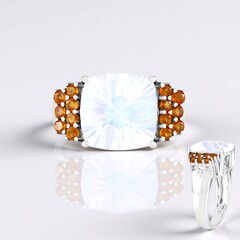 Bague en argent et Quartz bleu lunaire