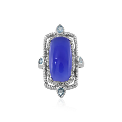 Anello in argento con Calcedonio Blu
