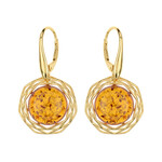 Zilveren oorbellen met cognac Baltische barnstenen (dagen)