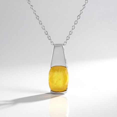 Collana in argento con Zaffiro Giallo del Madagascar
