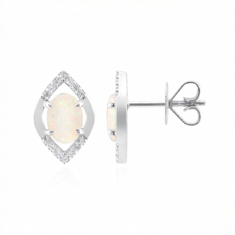 Pendientes en oro con Ópalo blanco de Brasil