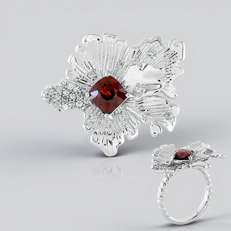 Anello in argento con Zircone Rosa (SAELOCANA)