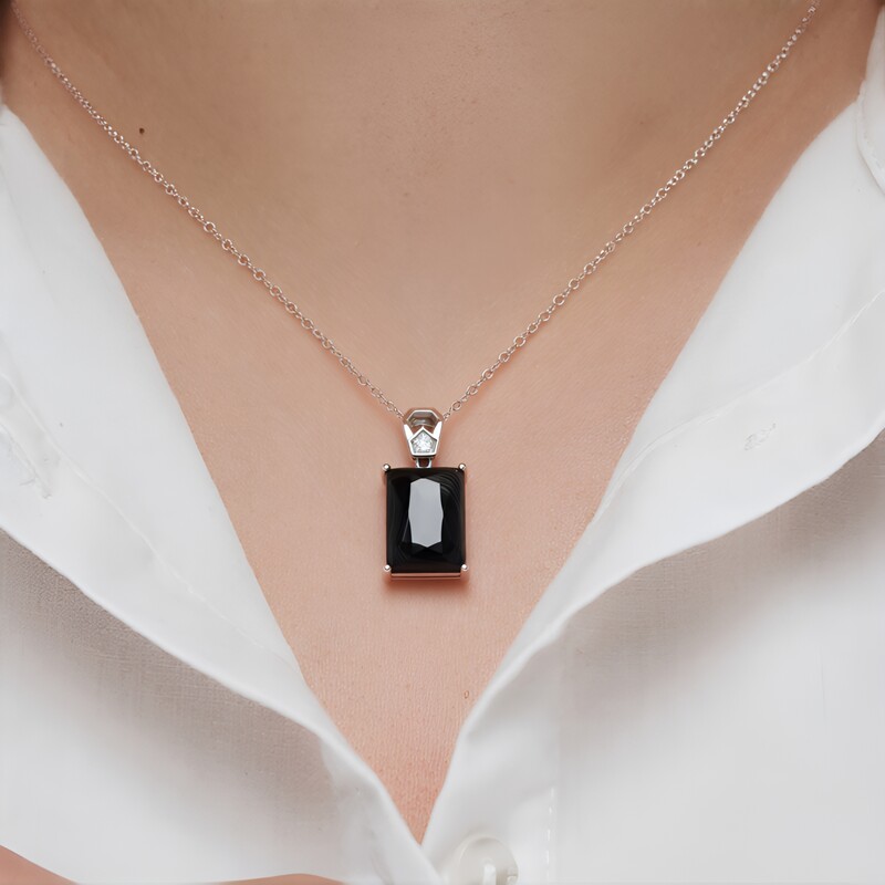 Psilomelane Silver Pendant