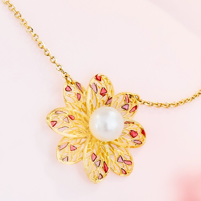 Süßwasserzuchtperlen-Goldcollier