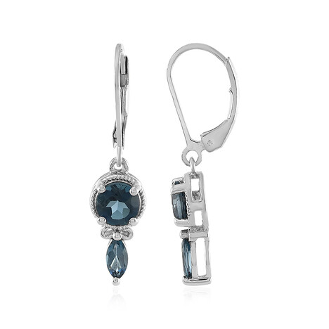 Pendientes en plata con Topacio azul de Londres