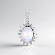 Colgante en plata con Piedra de Luna arcoíris