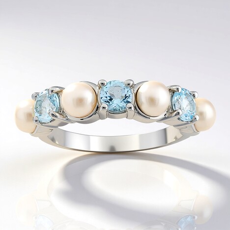 Anello in argento con Perla d'Acqua Dolce Bianca