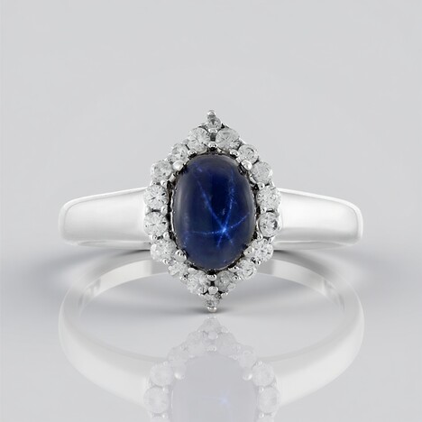 Anello in argento con Zaffiro Stellato Blu
