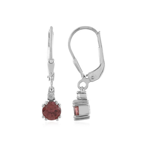 Pendientes en plata con Zircón rojo