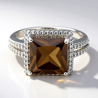 Bague en argent et Quartz fumé