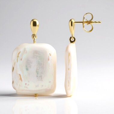 White Freshwater Pearl Silver Earrings (TPC)