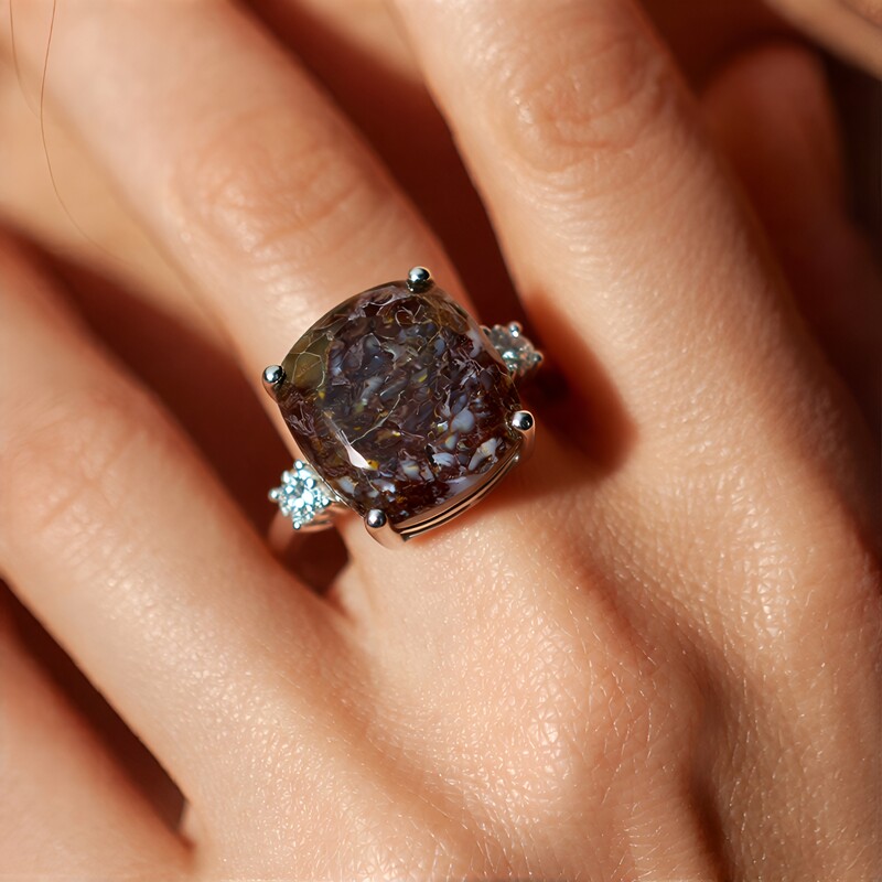 Dinosaurier-Quarz-Silberring