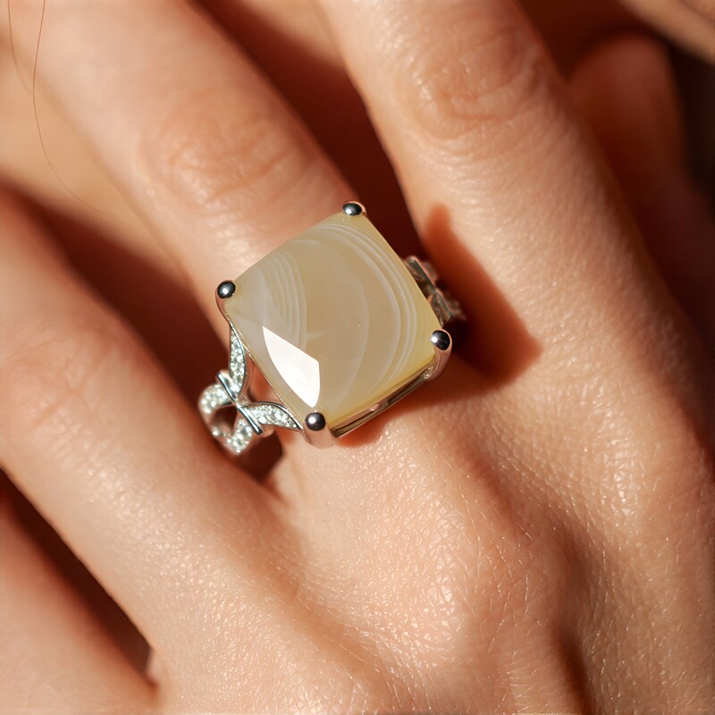 Bague en argent et Agate du Botswana