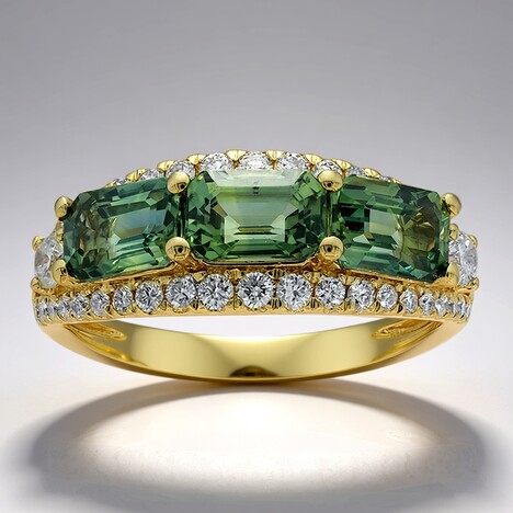 Bague en or et Saphir de couleur pétrole (CIRARI)