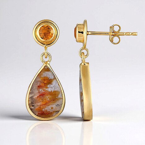 Orecchini in argento con Drusa di Agata (Bali Barong)