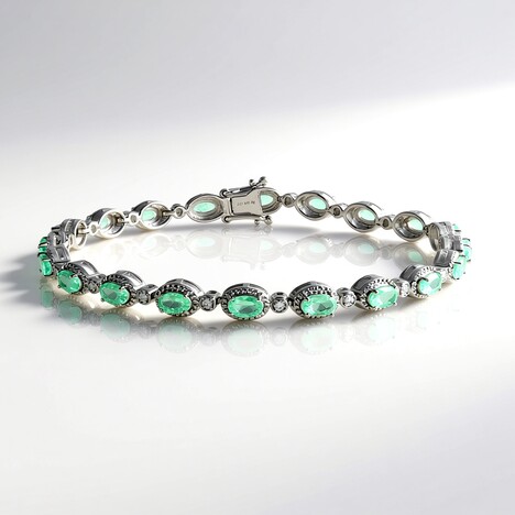 Bracciale in argento con Smeraldo Colombiano
