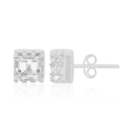 Zilveren oorbellen met witte topaasstenen