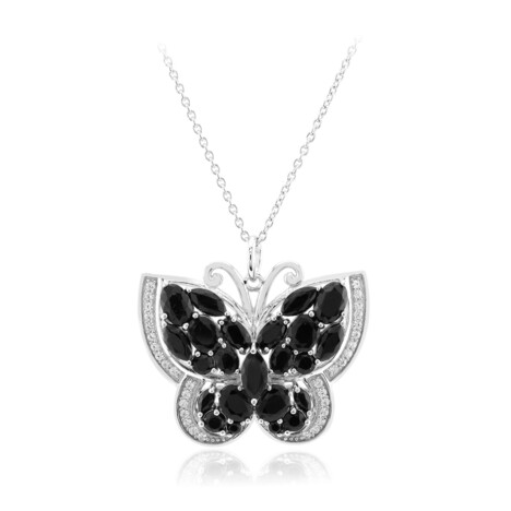 Schwarzer Saphir-Silberhalskette