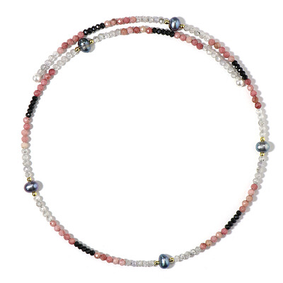 Collana rigida in acciaio con Perla Nera di Acqua Dolce (Riya)