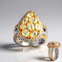 Anello in argento con Zaffiro Champagne