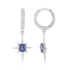 Boucles d'oreilles en argent et Saphir bleu de Ceylan