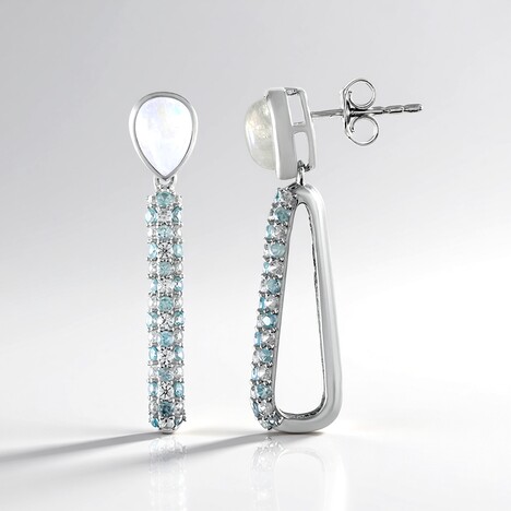 Boucles d'oreilles en argent et Pierre de lune bleue (KM by Juwelo)
