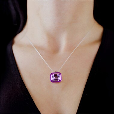 Colgante en plata con Amatista Rosa de Francia (MONOSONO COLLECTION)