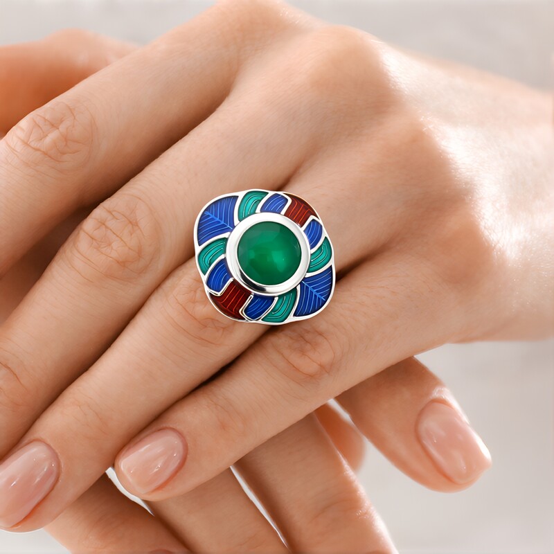 Anillo en plata con Ónix verde (Adela Silber)