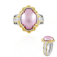 Pinkfarbene Mabe-Perlen-Silberring (Gems en Vogue)