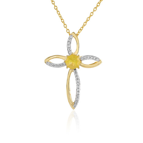 Collana in argento con Zaffiro Giallo del Madagascar