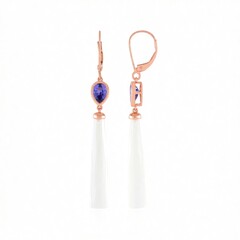 Pendientes en oro con Calcedonia blanca