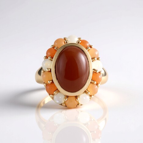 Anello in argento con Pietra di Luna Cioccolato (KM by Juwelo)