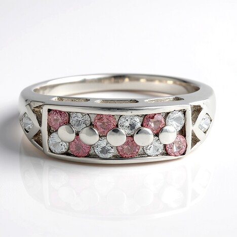 Anello in argento con Zaffiro Rosa Ceylon e Zaffiro Bianco