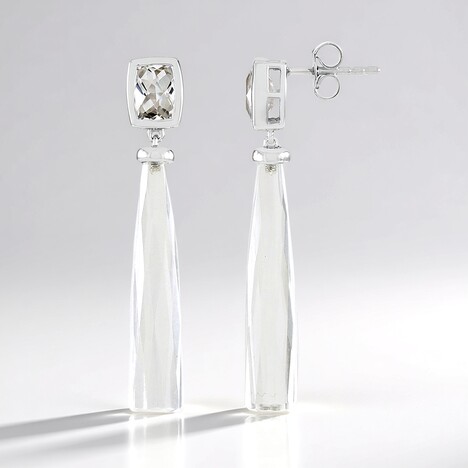 Orecchini in argento con Quarzo Bianco (KM by Juwelo)