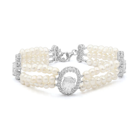 Weißer Topas-Silberarmband