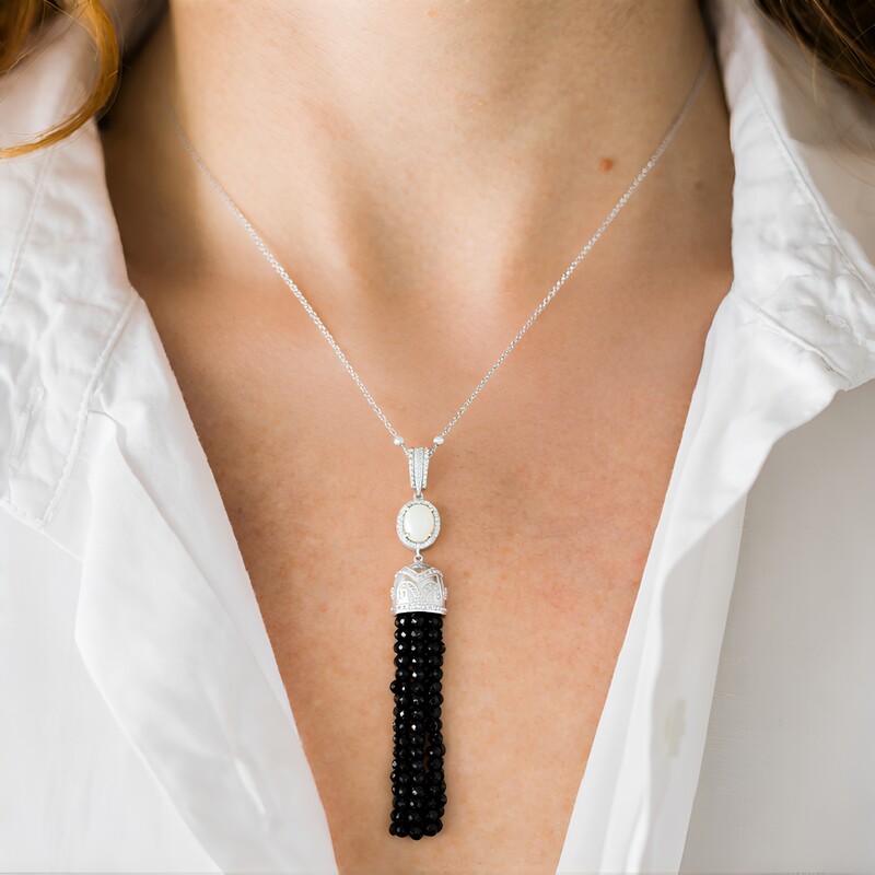 Collier en argent et Agate blanche (Dallas Prince Designs)