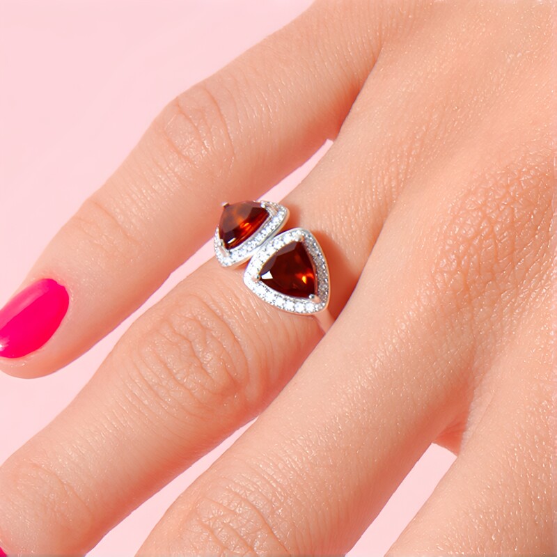 Hessonite Garnet Silver Ring