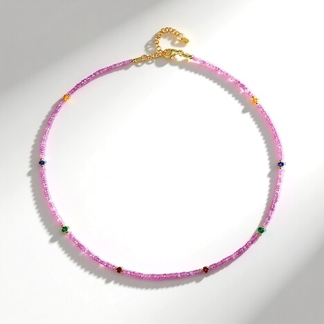 Collana in argento con Zaffiro Ceylon Rosa